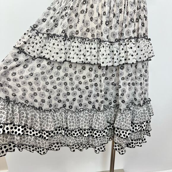 Dolce & Gabbana Tiered Ruffle Floral Silk Dress Sheer | Size: 44 - Picture 5 of 14